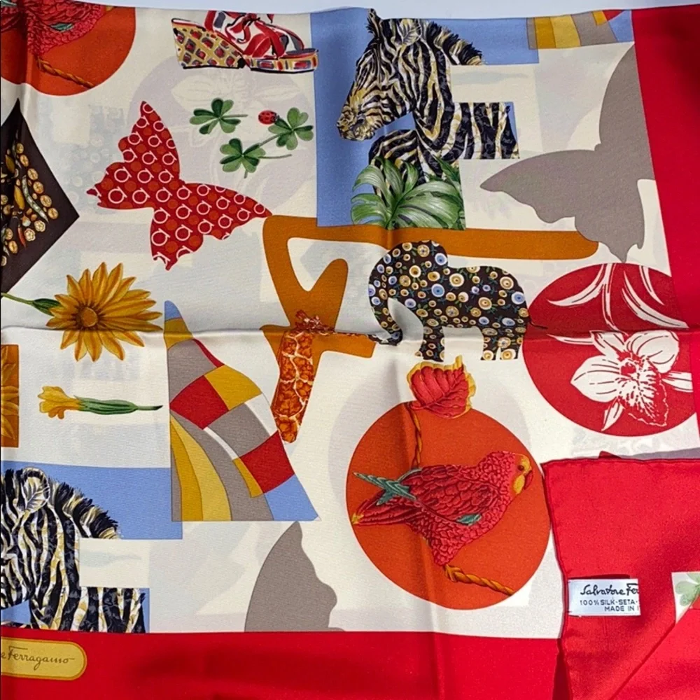 Ferraragamo authentic Square silk scarf 34inch - Picture 3 of 8